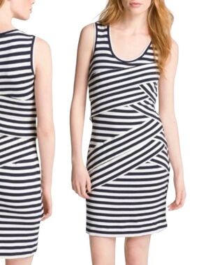 Artelier Nicole Miller Striped Dress Bodycon Bandage Sexy Nautical Size Small
